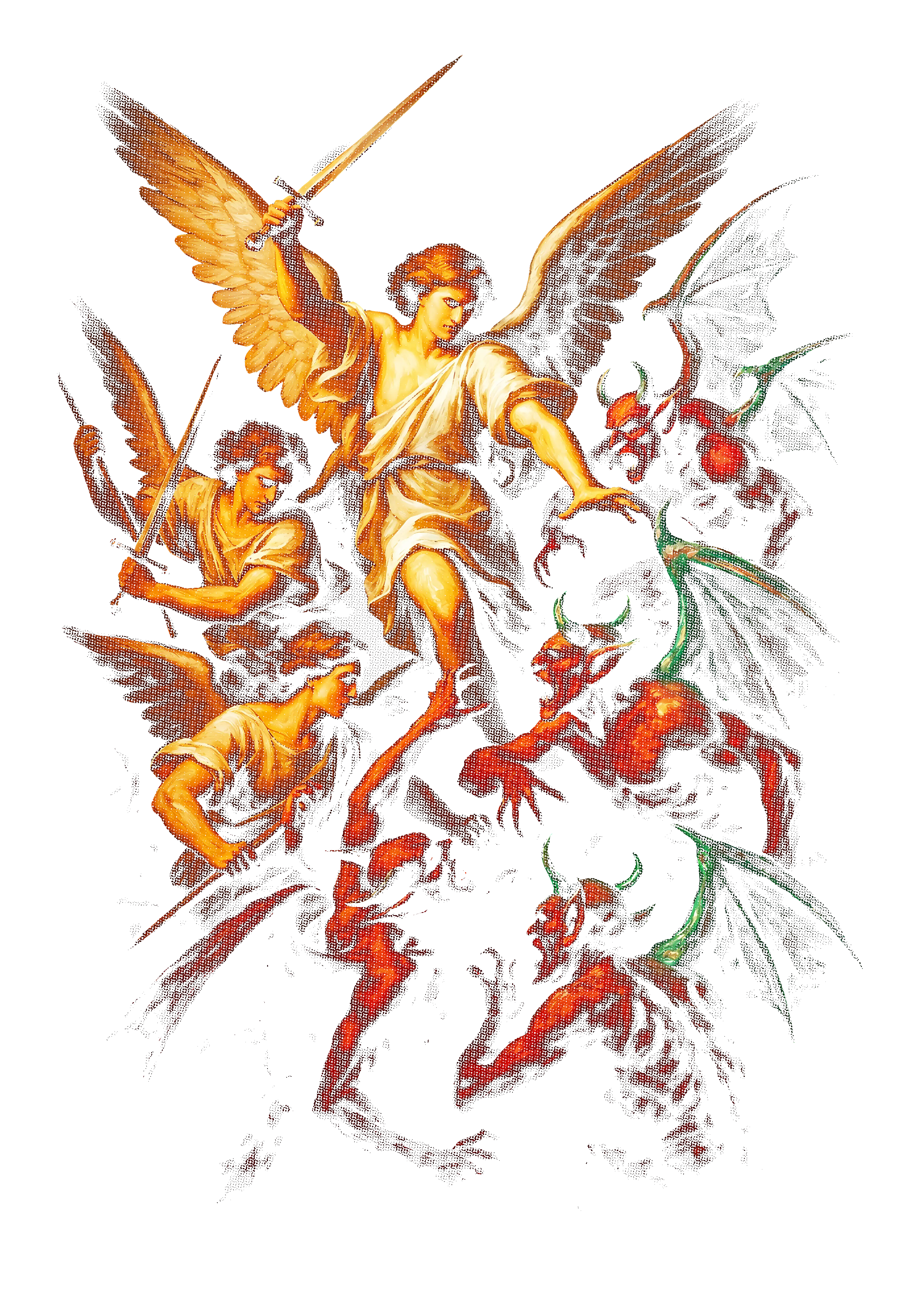 Religious graphic on the back of a black oversized tee