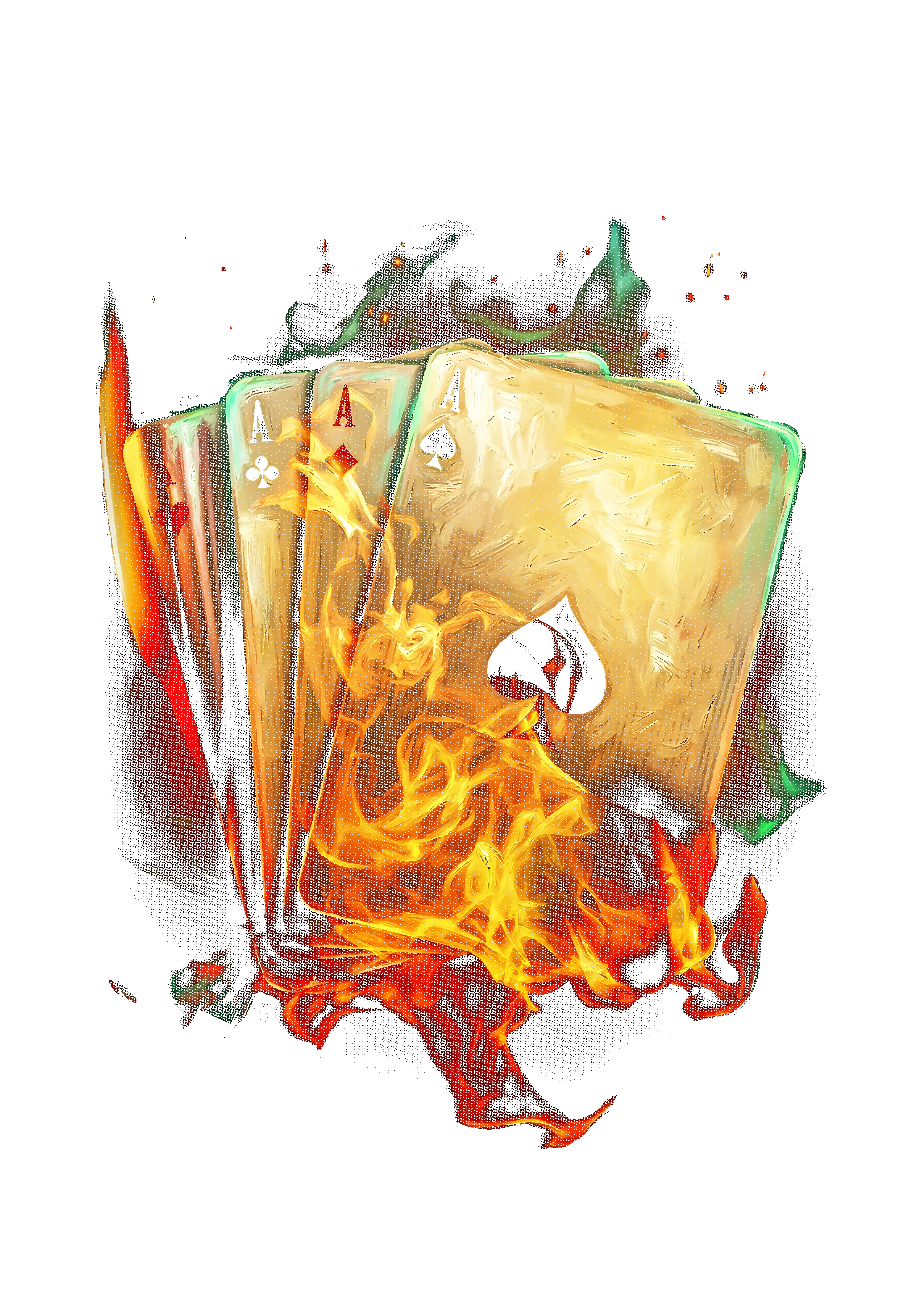 Cards and fortune graphic on the back of a black oversized tee