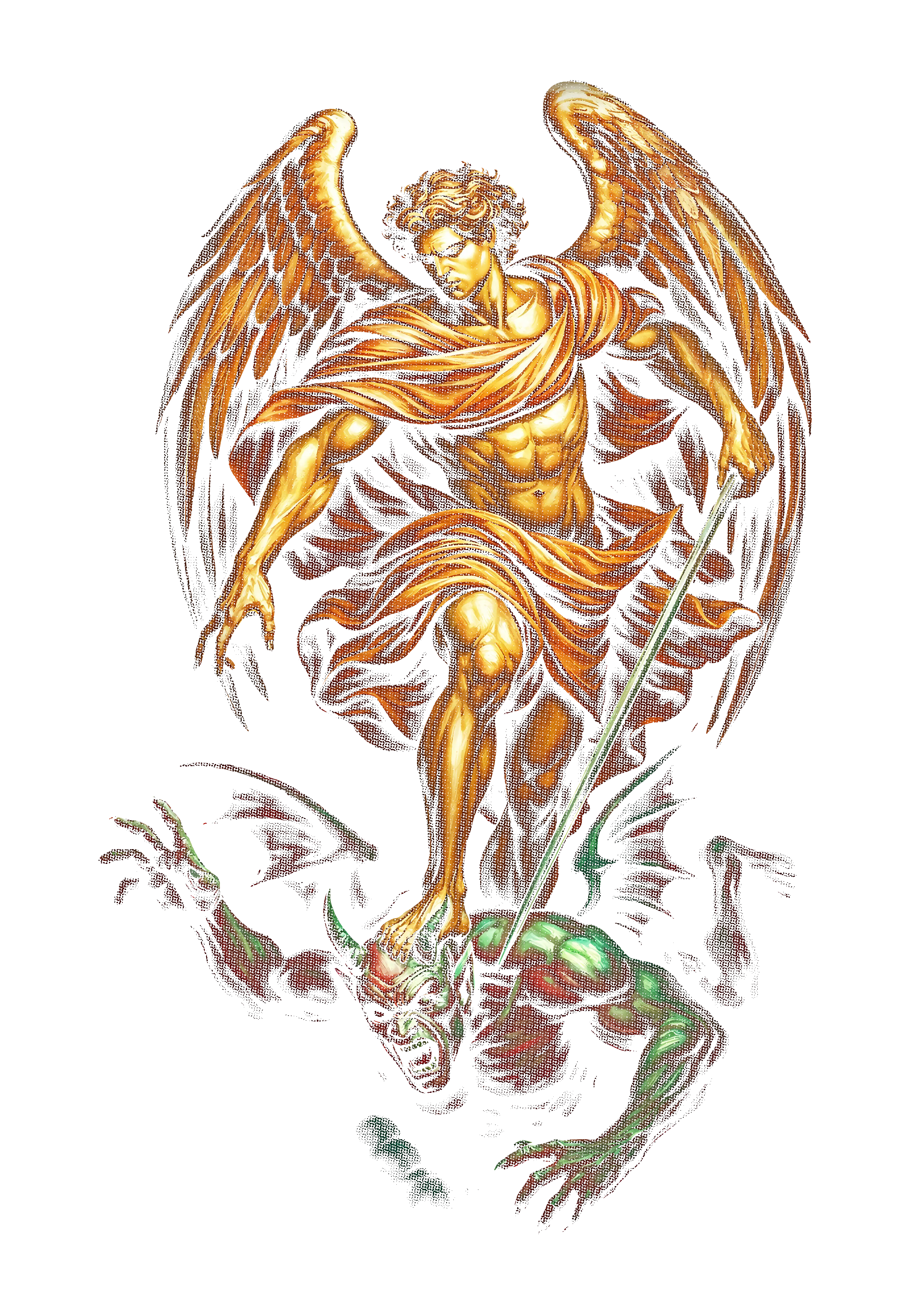 Religious graphic on the back of a black oversized tee