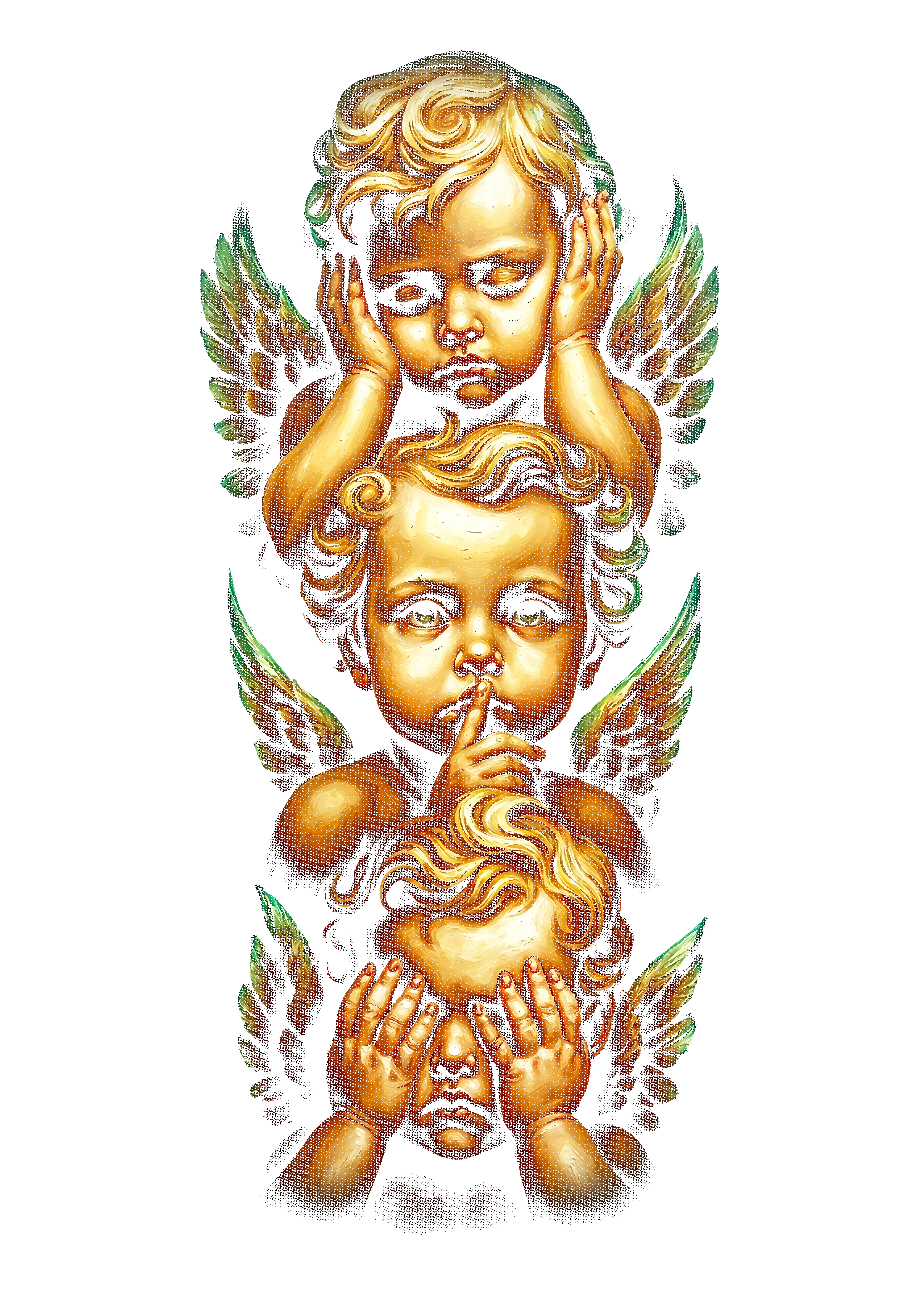 Religious graphic on the back of a black oversized tee