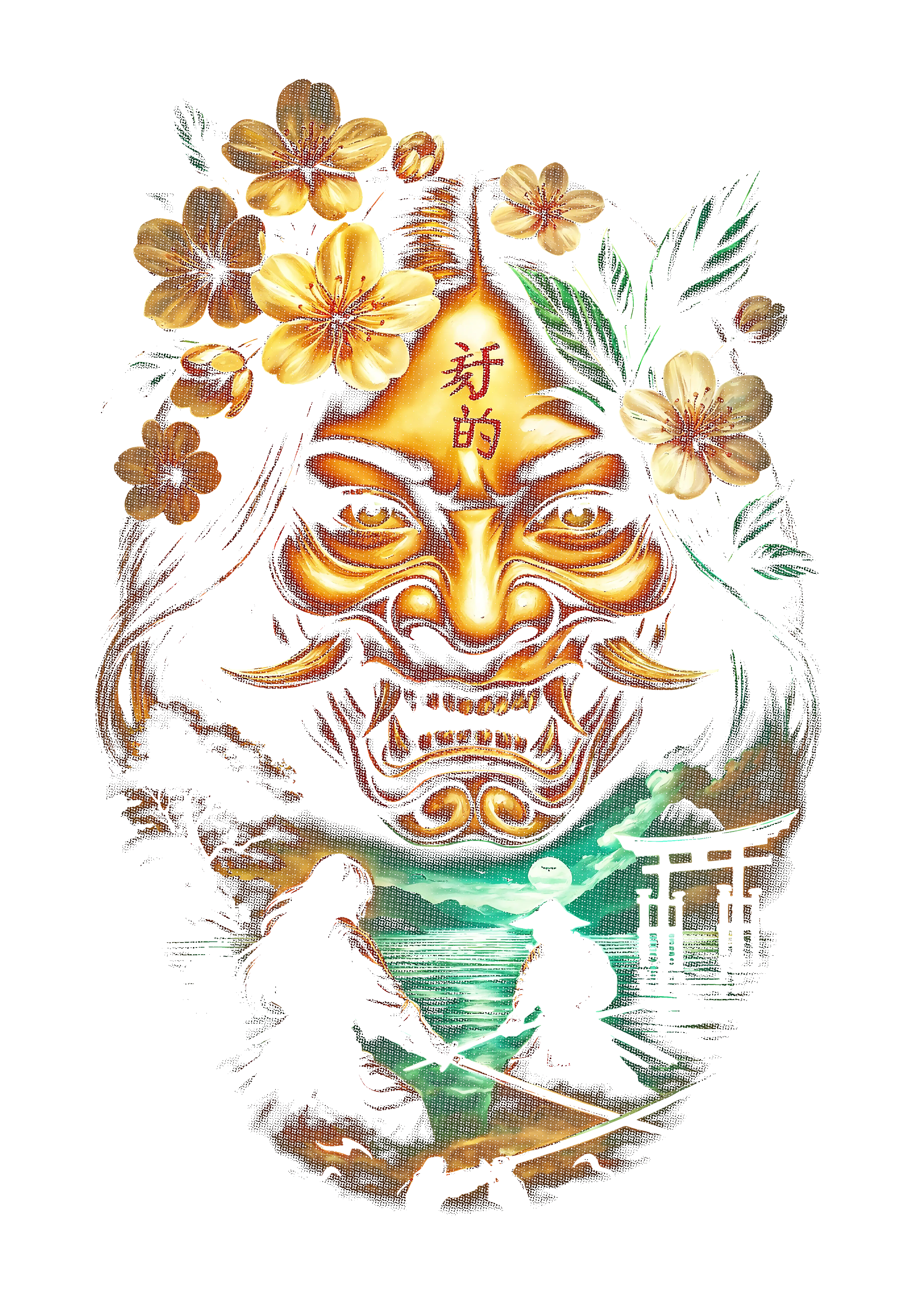 Warrior graphic on the back of a black oversized tee
