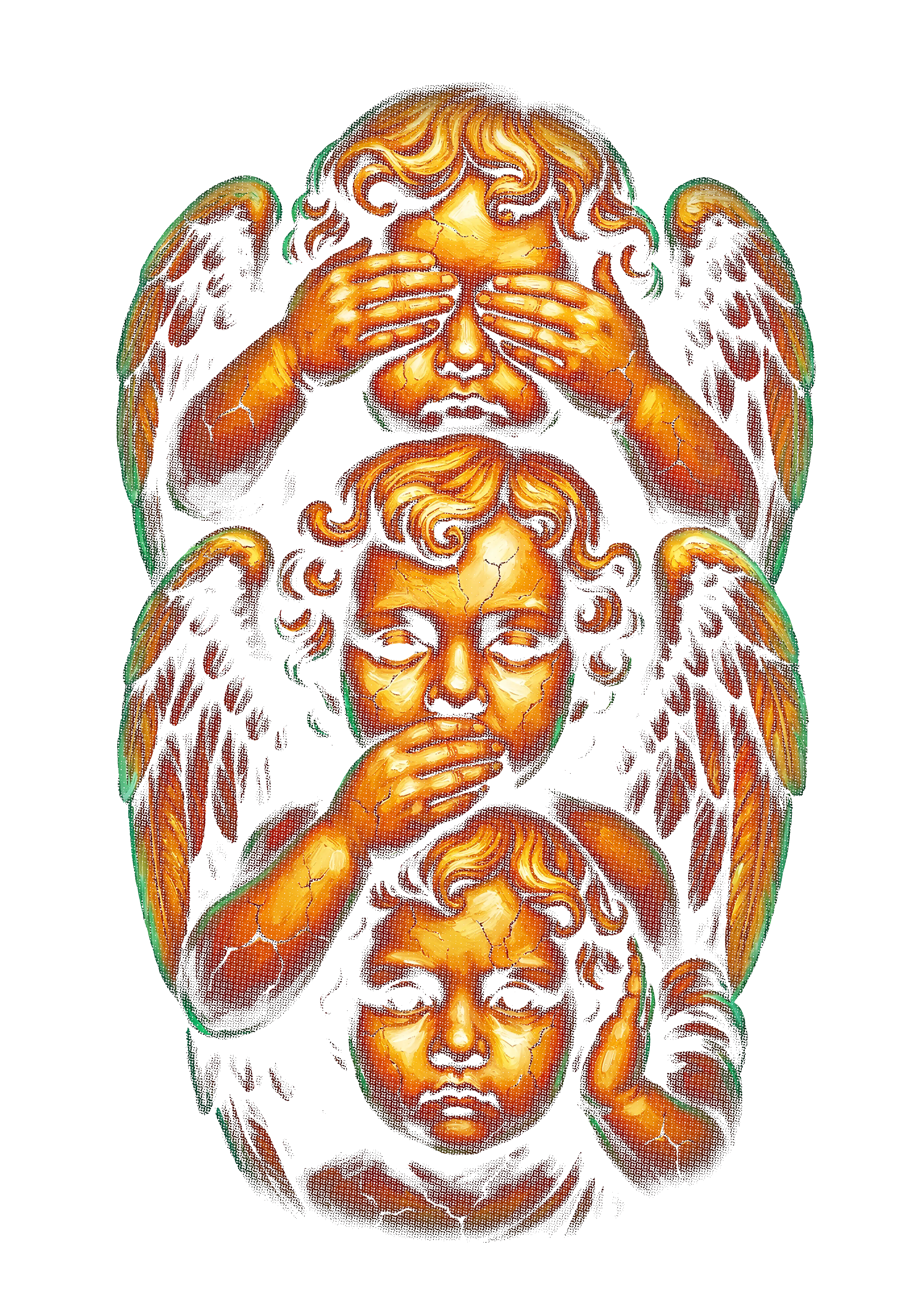 Religious graphic on the back of a black oversized tee