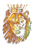Crowned lion graphic on the back of a black oversized tee
