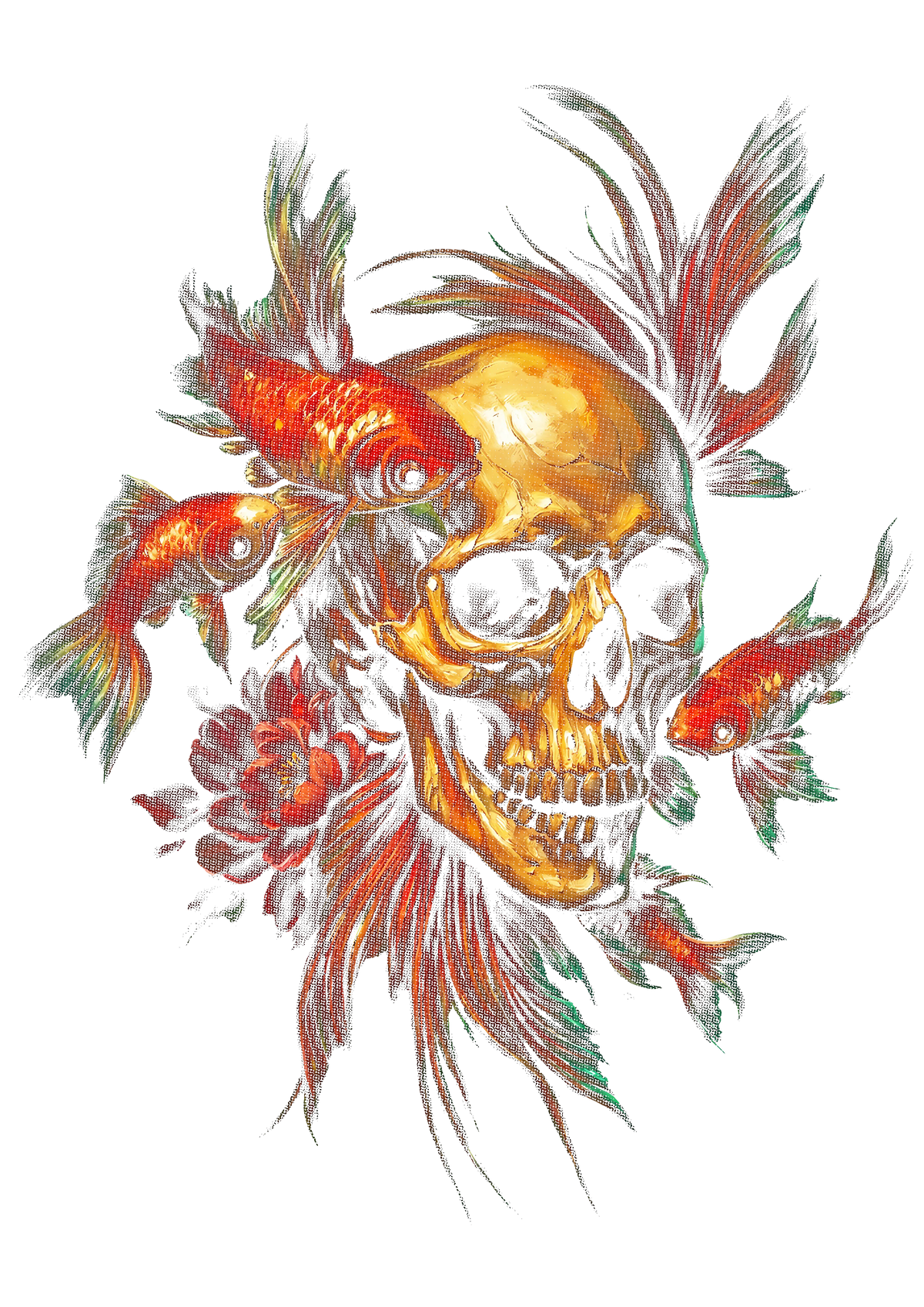 Skull graphic on the back of a black oversized tee