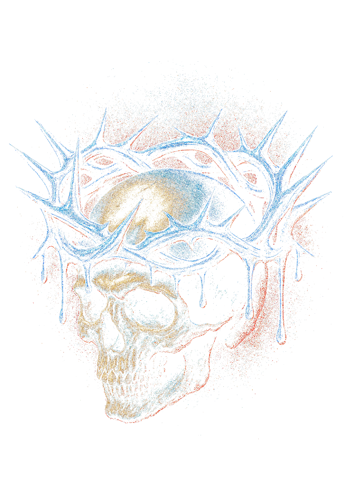 Skull graphic on the back of a black oversized tee