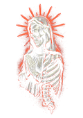 Skull graphic on the back of a black oversized tee