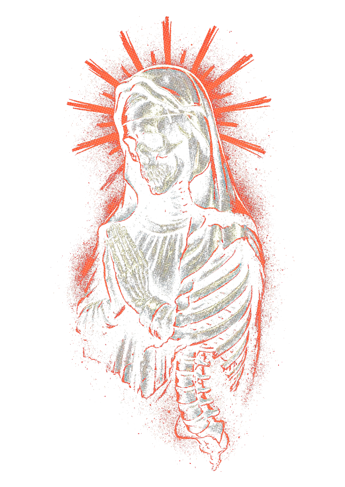 Skull graphic on the back of a black oversized tee