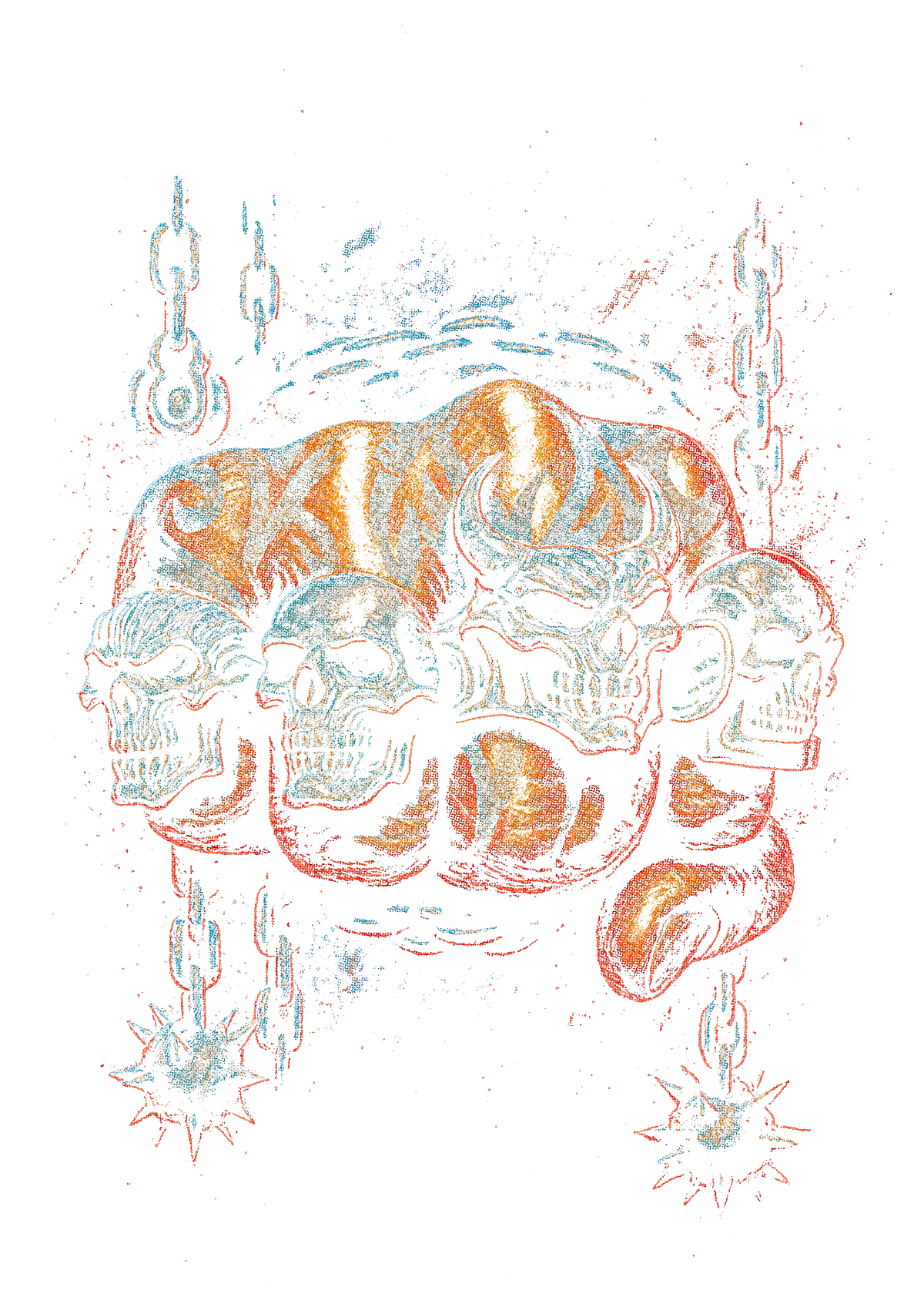 Skull graphic on the back of a black oversized tee