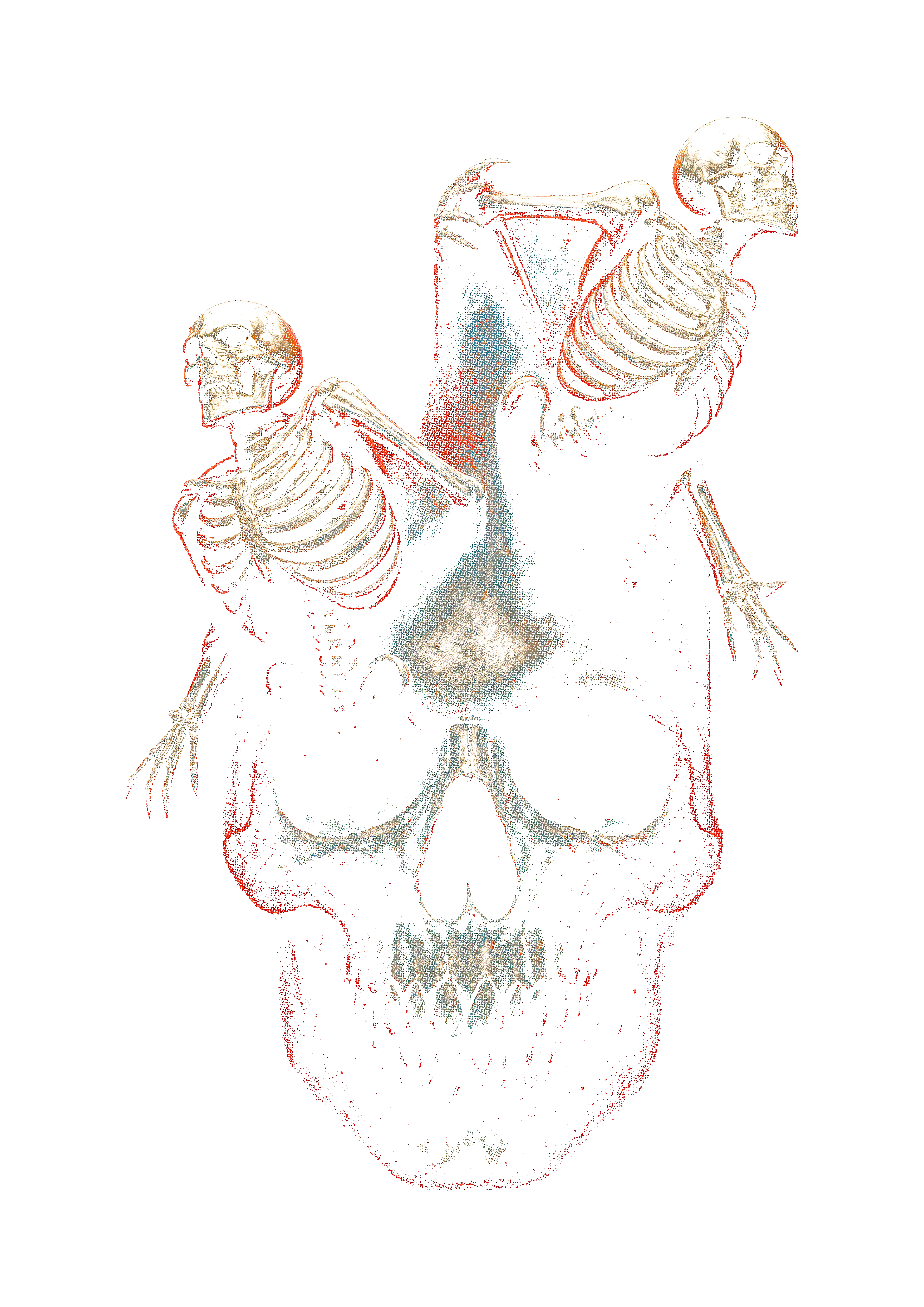 Skull graphic on the back of a black oversized tee