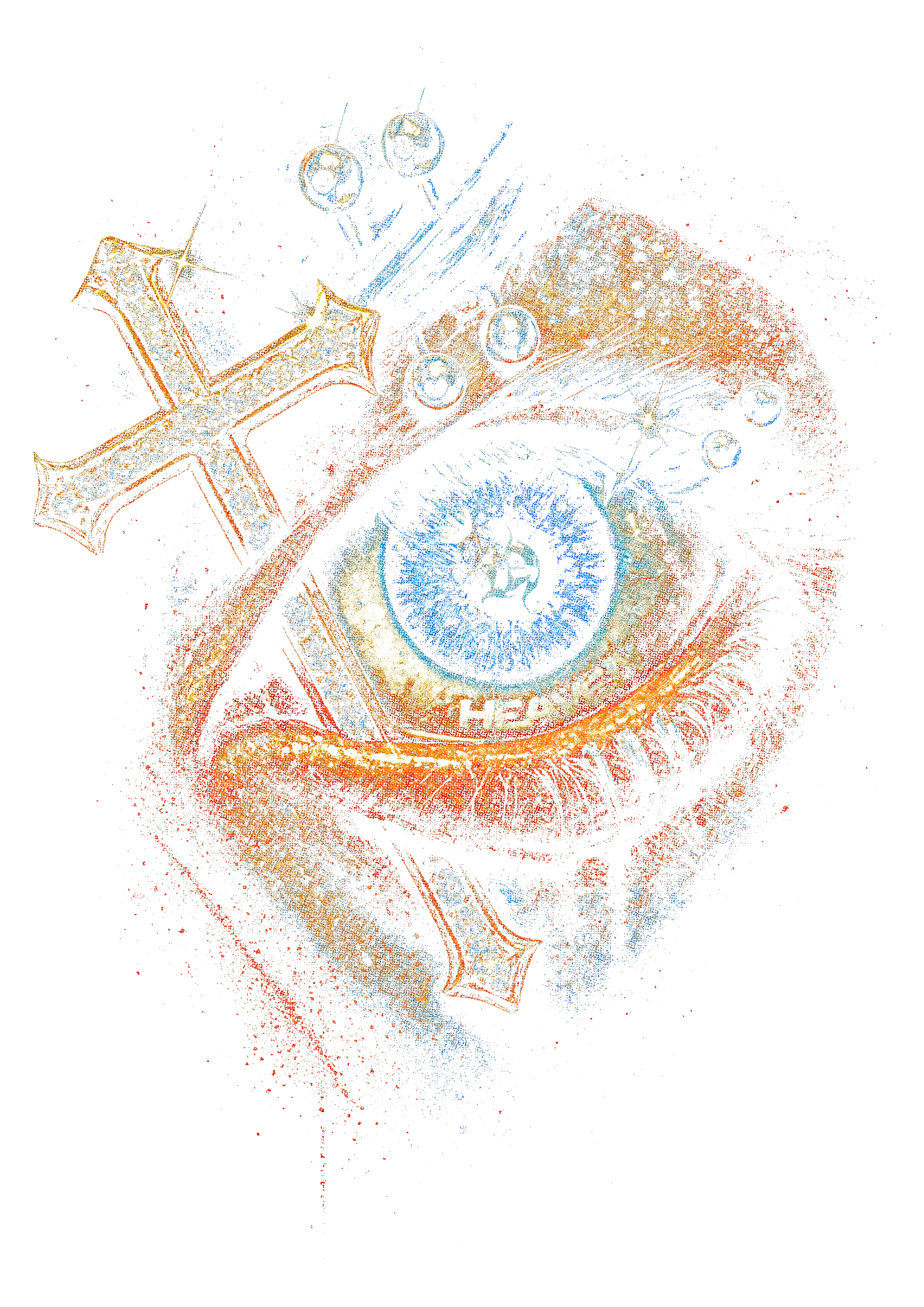 Religious graphic on the back of a black oversized tee