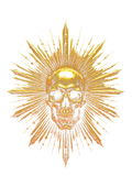 Radiant gold skull graphic on the back of a black oversized tee