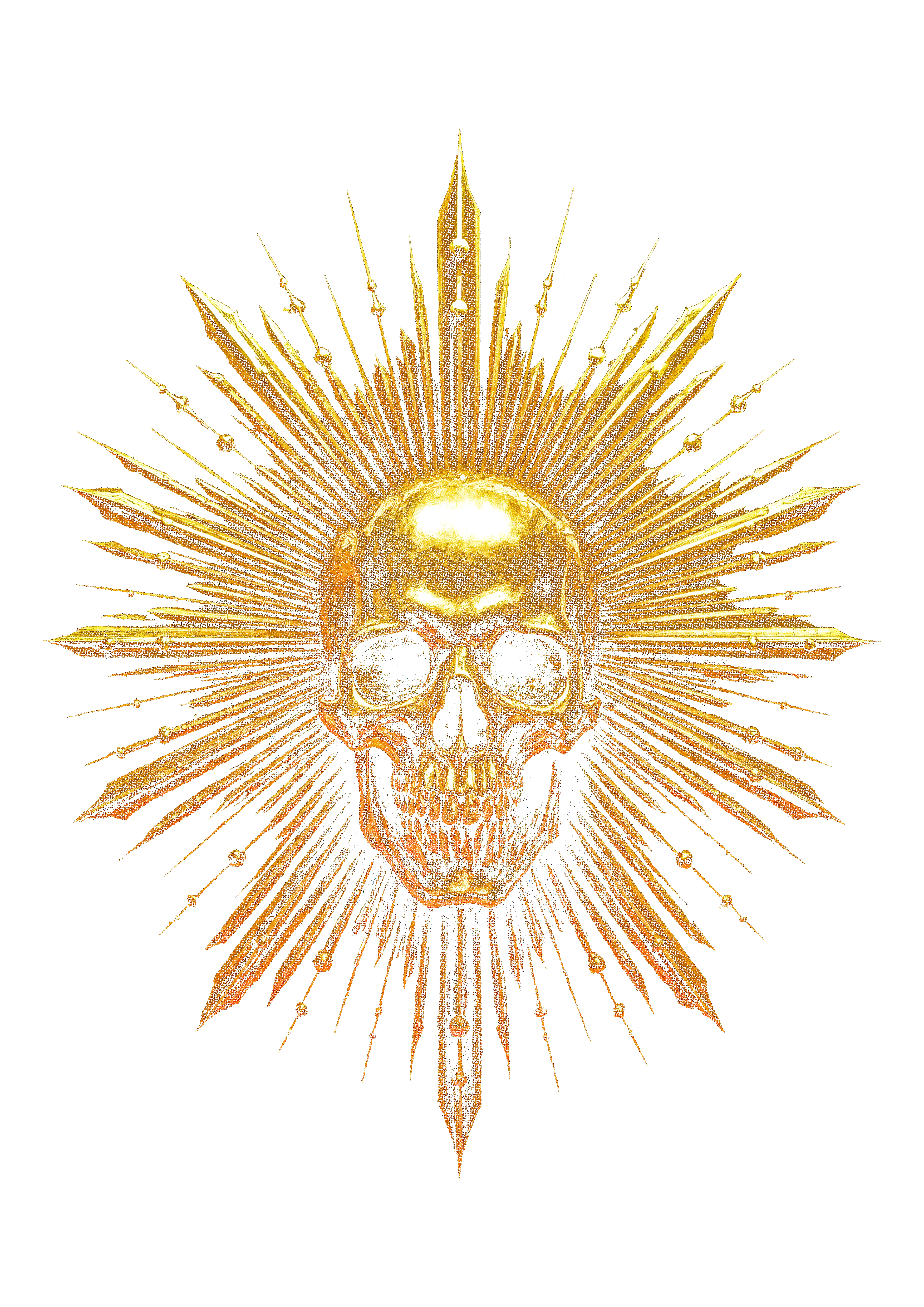 Radiant gold skull graphic on the back of a black oversized tee