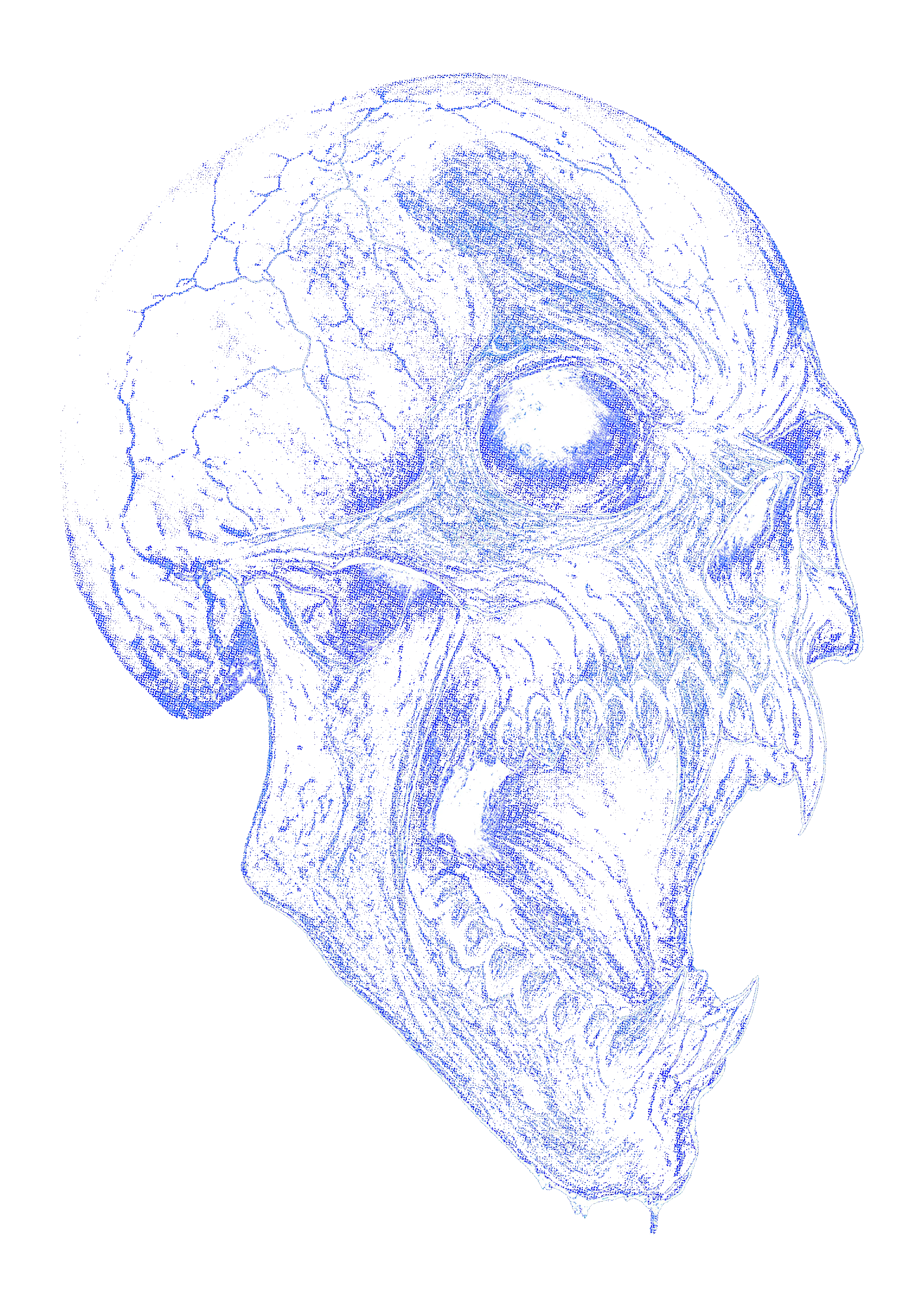 Skull graphic on the back of a black oversized tee