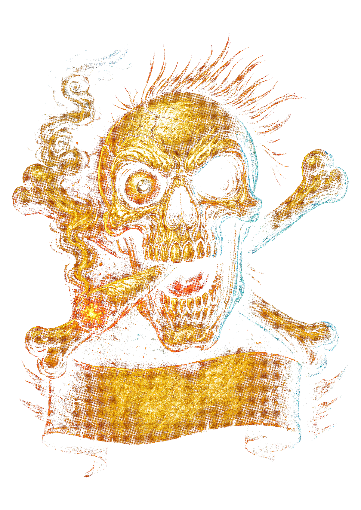 Skull graphic on the back of a black oversized tee