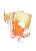 Cards and fortune graphic on the back of a black oversized tee