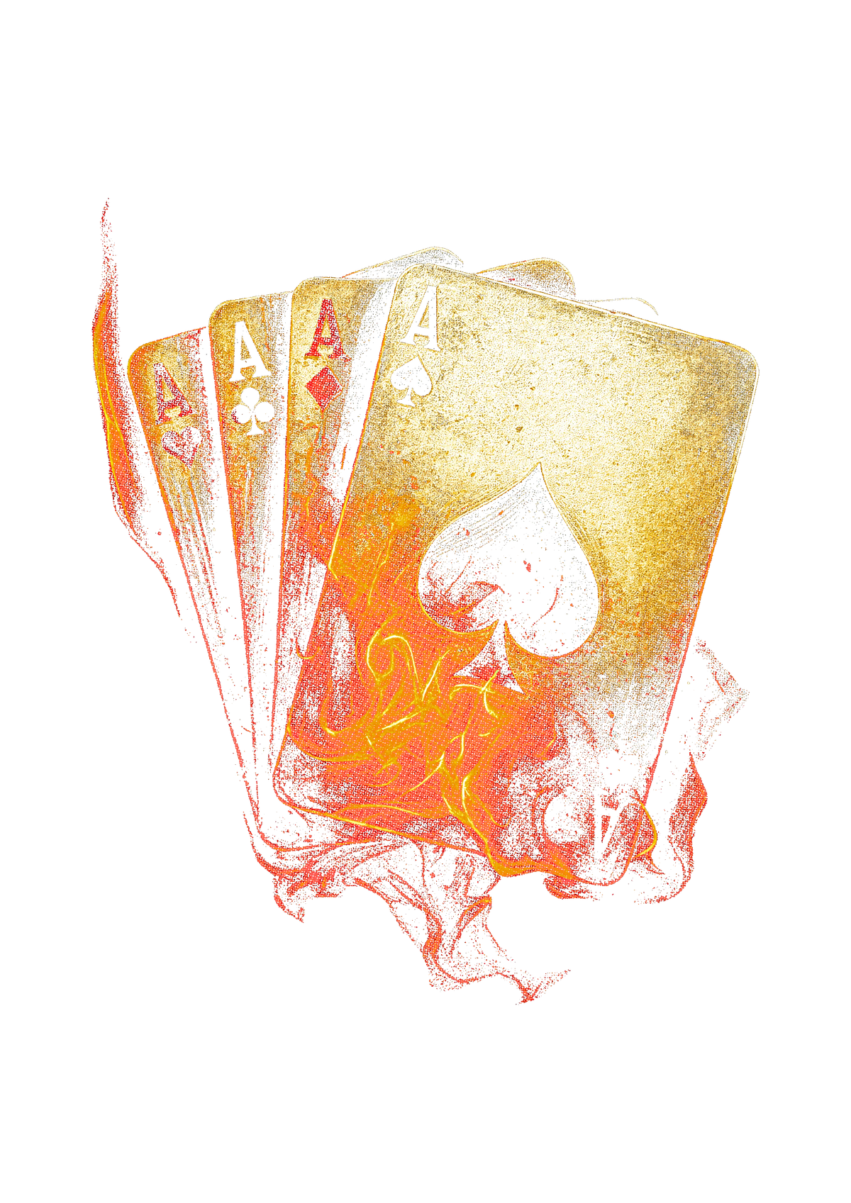 Cards and fortune graphic on the back of a black oversized tee