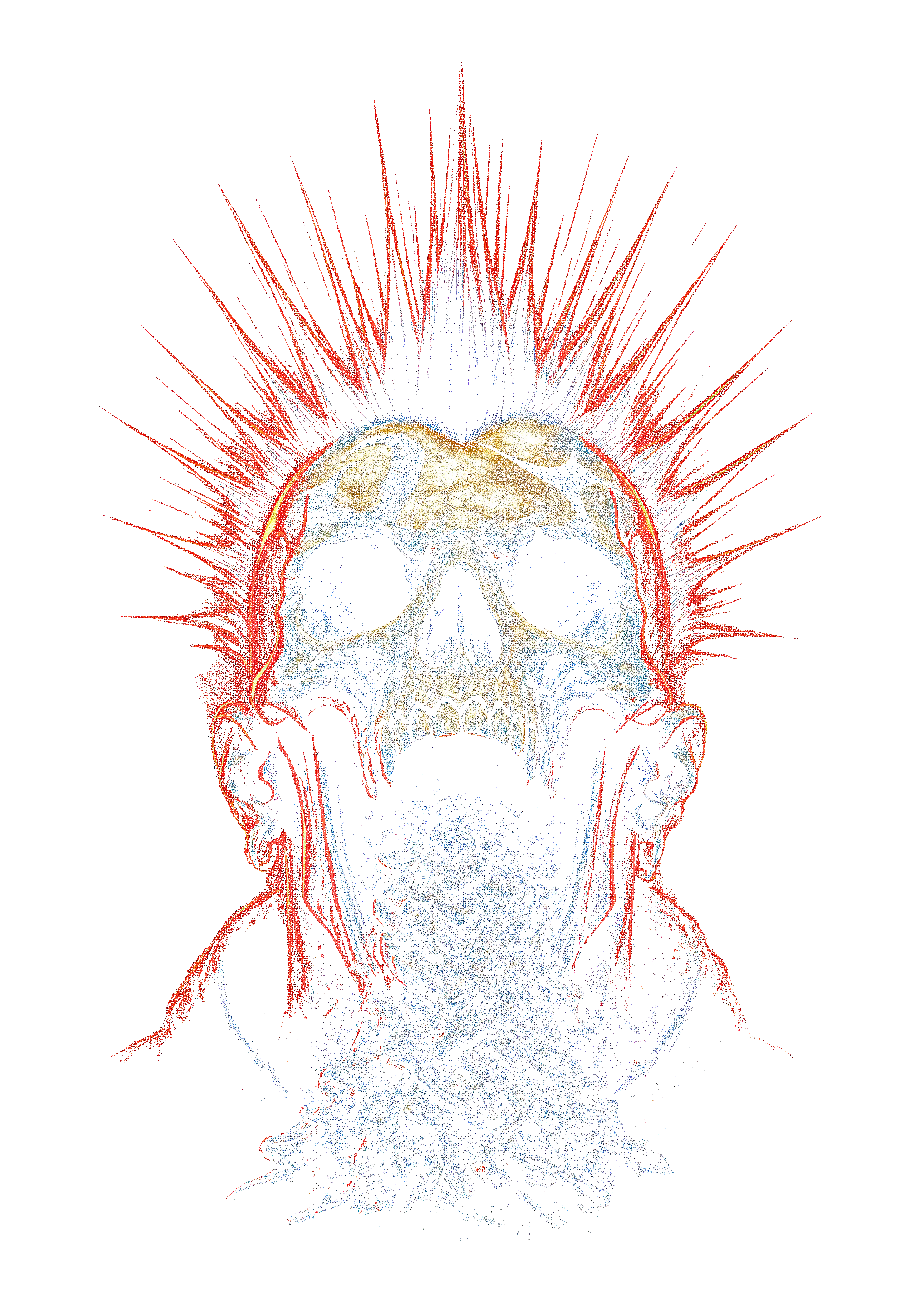 Skull graphic on the back of a black oversized tee