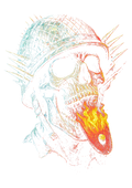 Skull graphic on the back of a black oversized tee