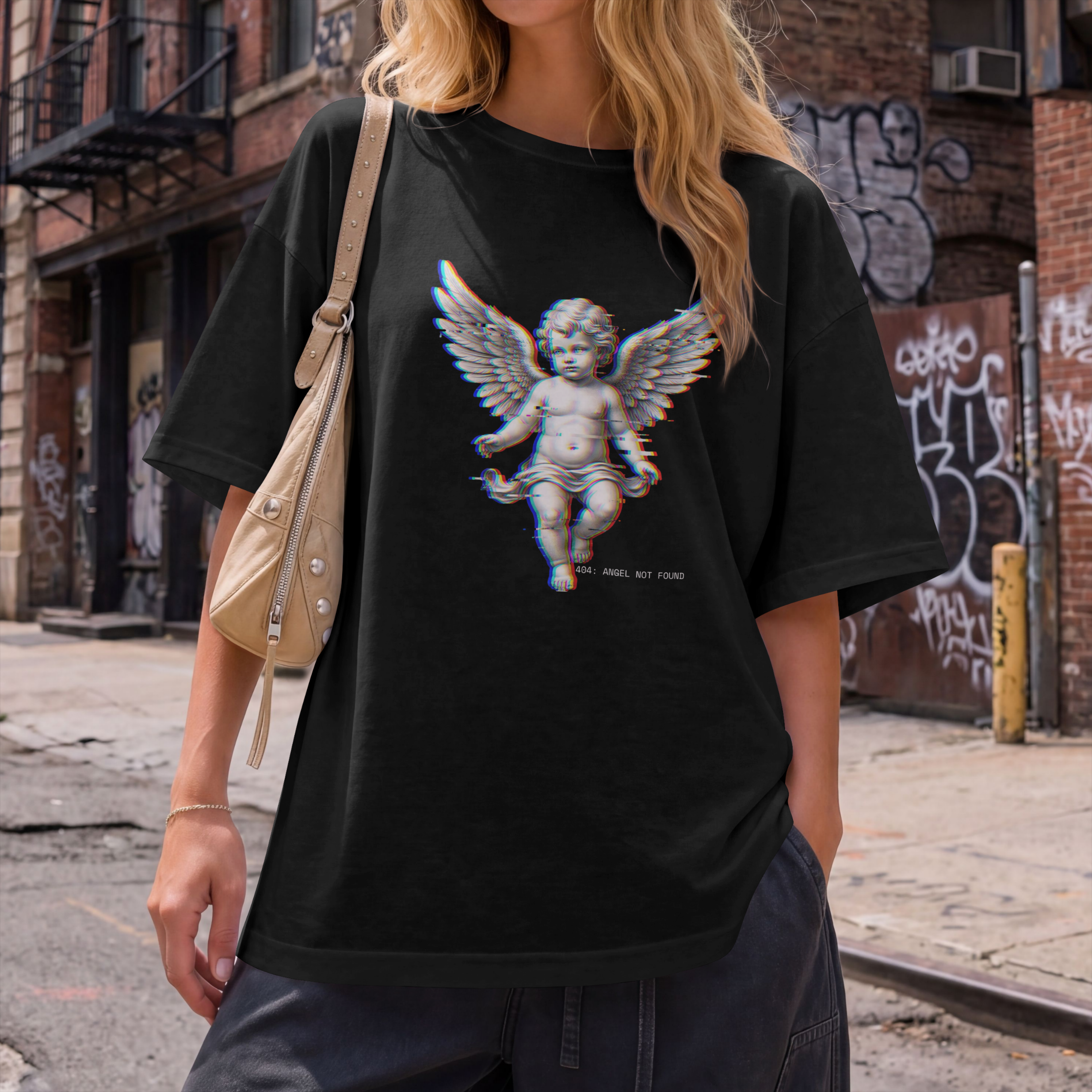 Glitch Angel Oversized Graphic Tee — Melbourne Streetwear